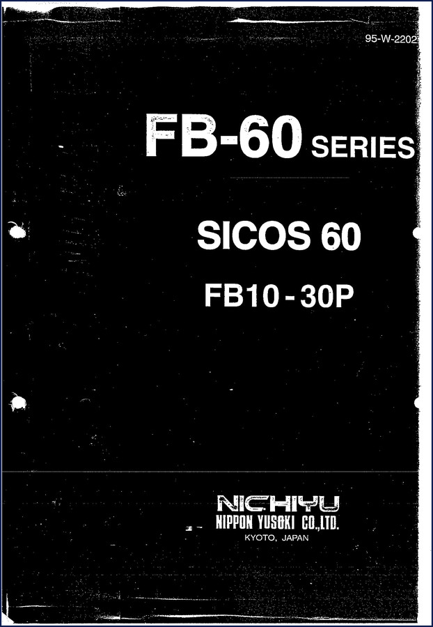 Nichiyu FB10-30P 1995 Service Manual cover - 75 page OEM repair document for forklift