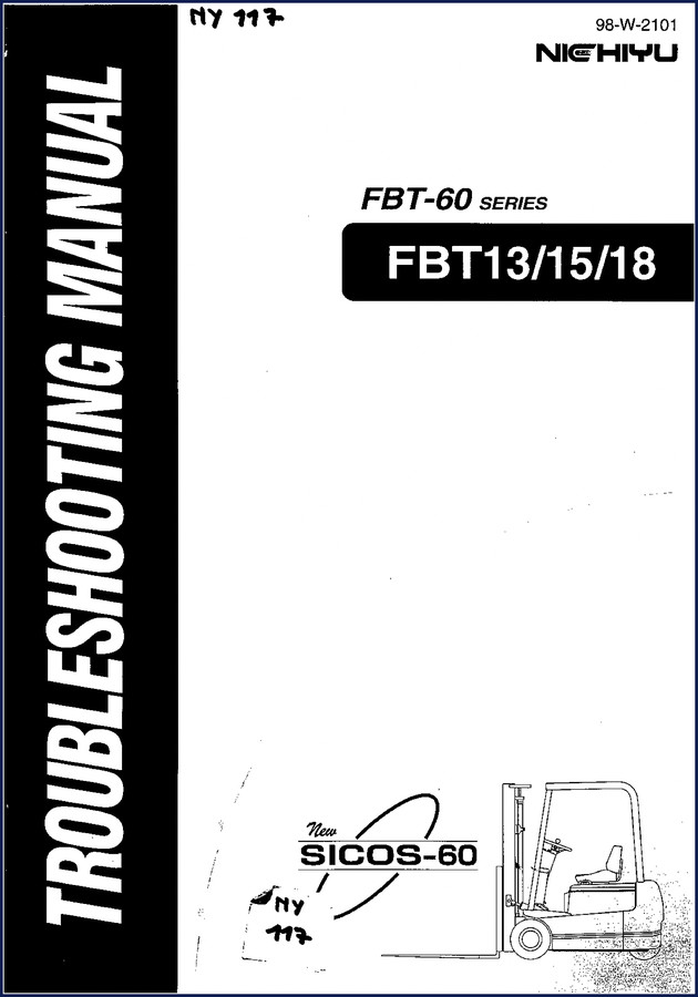 Nichiyu FBT13 FBT15 FBT18 technical manual cover showing new SICOS-60 control system