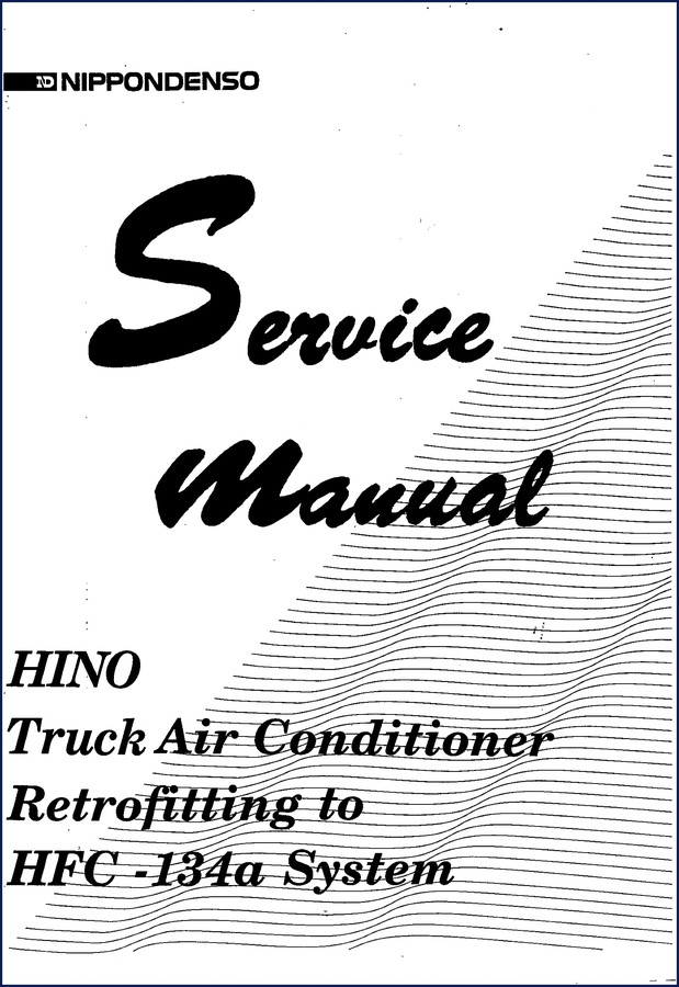 Nippondenso Hino Truck 1995 Service Manual cover showing AC retrofit instructions