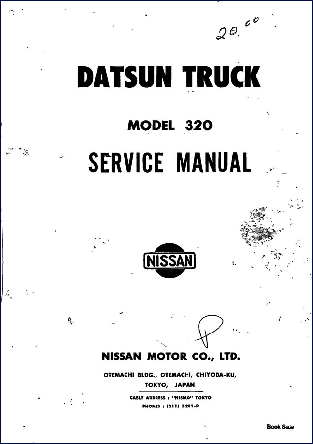 Nissan 320 Service Manual cover - OEM factory service manual for Datsun truck model 320