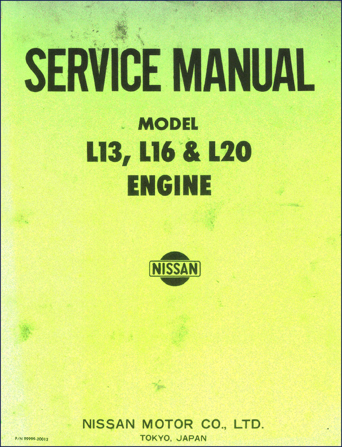 Nissan L13 L16 L20 Service Manual cover - factory OEM document for L-series engines