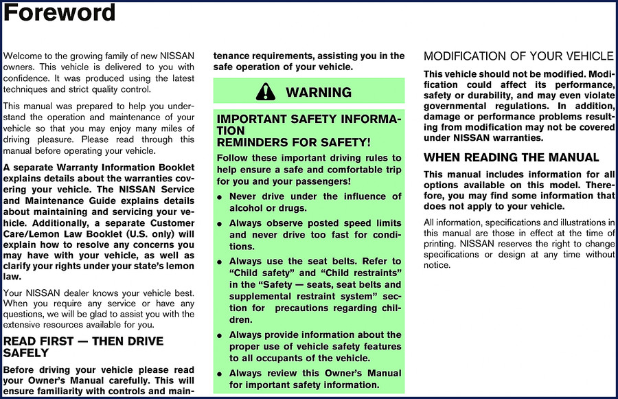 2004 Nissan Murano User Manual cover – factory OEM document 323 pages