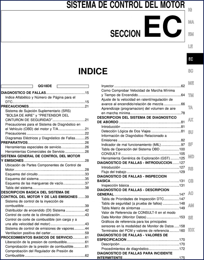 Nissan QG18DE Technical Manual cover - factory OEM document 1348 pages