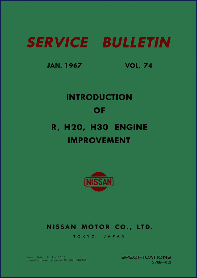 1967 Nissan R H20 H30 Service Manual factory bulletin cover