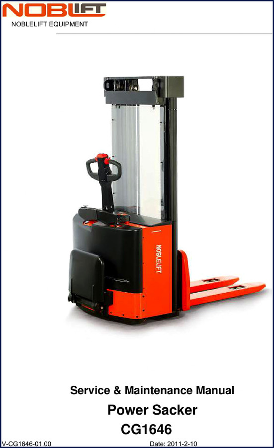 Noblelift CG1646 2011 Service Manual cover page