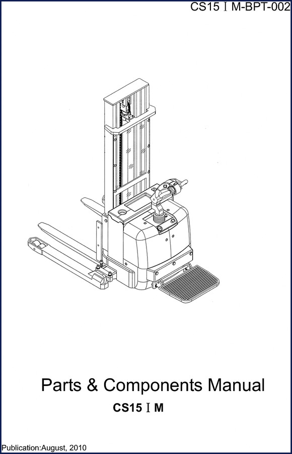 Noblelift CS15 I M 2010 Parts Catalog cover showing forklift diagram
