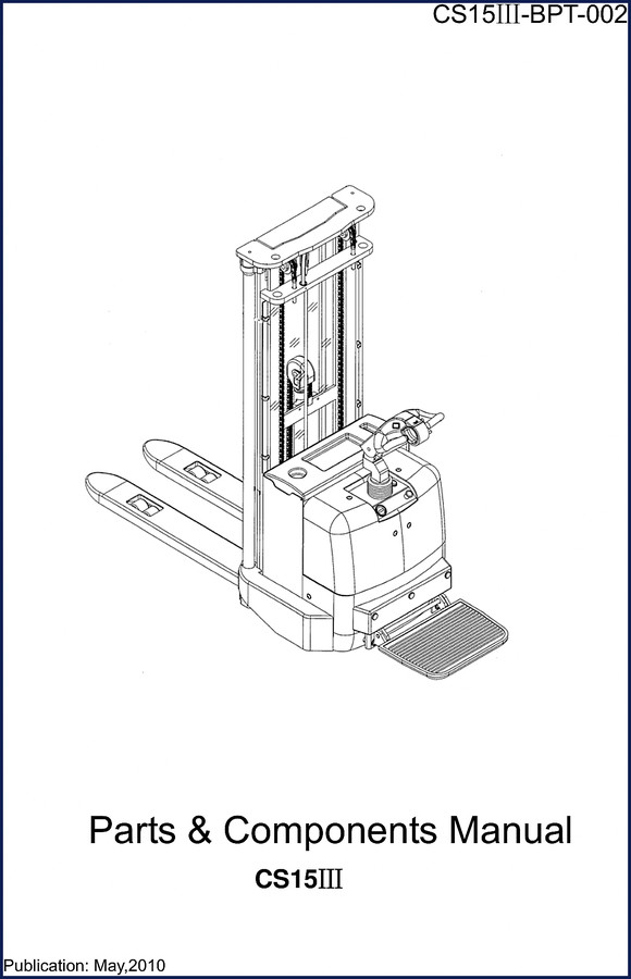 Noblelift CS15III 2010 Parts Catalog cover showing forklift diagram