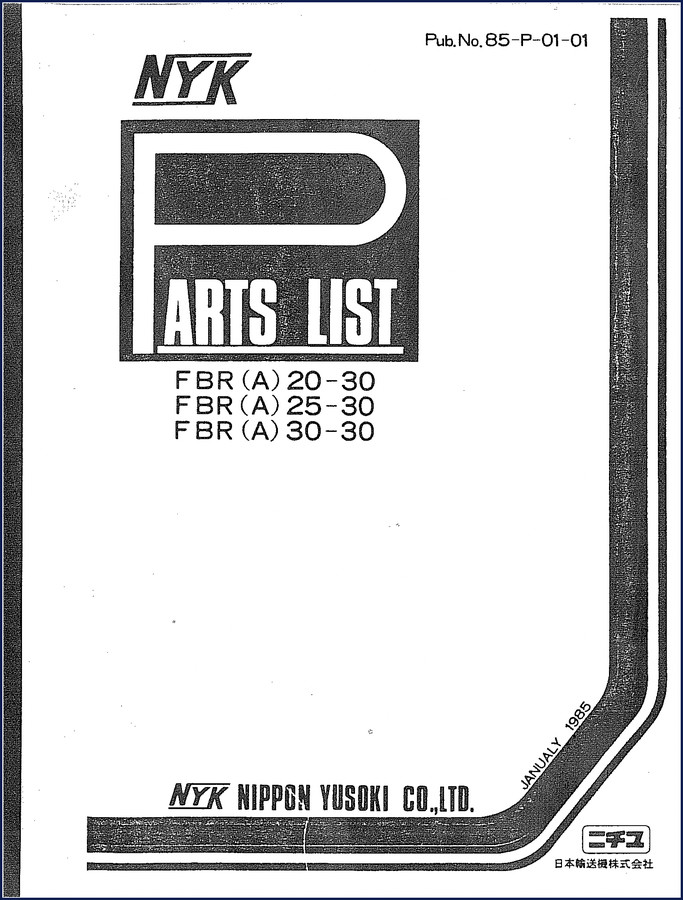 NYK FBR 20-30, FBR 25-30, FBR 30-30 1985 Parts Catalog cover page