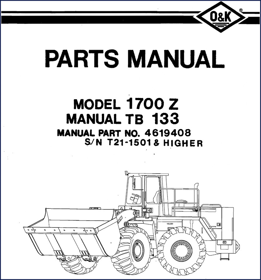 1989 O&K 1700 Z Parts Catalog cover screenshot showing manual TB133 and part number 4619408