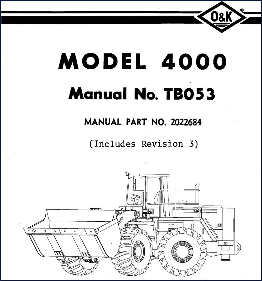 O&K 4000 Parts Catalog cover – factory OEM document for Model 4000, serial 40-1011 and higher