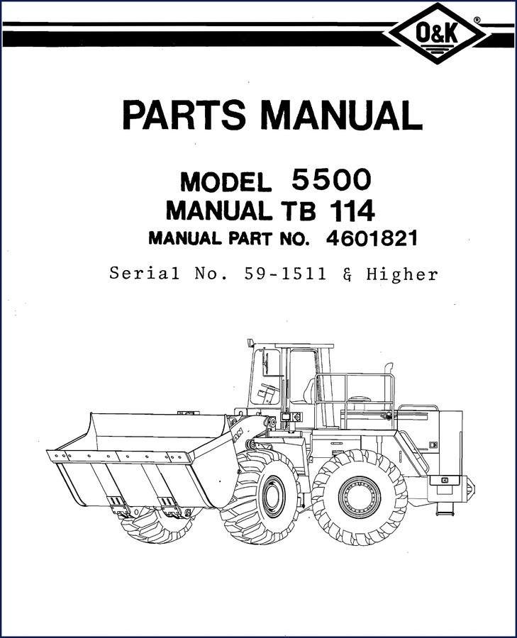 O&K 5500 Parts Catalog cover - Factory OEM Parts Manual TB114 209 pages