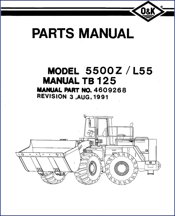 O&K 5500Z L55 1991 Parts Catalog cover page - factory TB125 manual