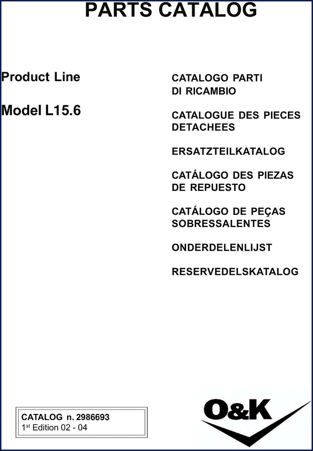 O&K L15.6 2004 Parts Catalog cover - Factory OEM documentation for construction equipment