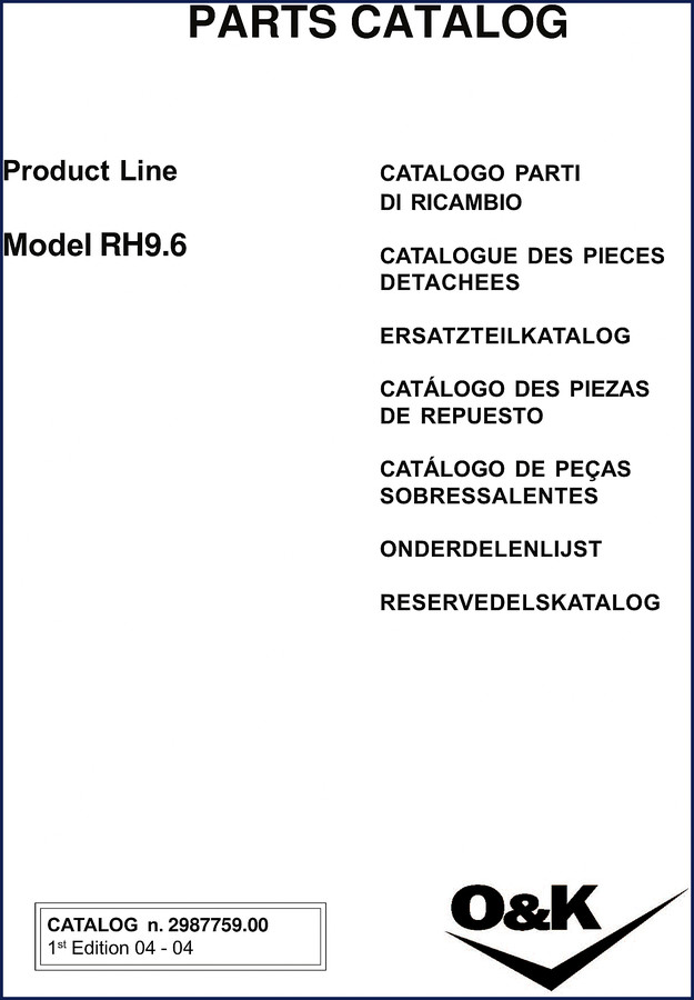 O&K RH9.6 2004 Parts Catalog cover – factory OEM manual, 824 pages