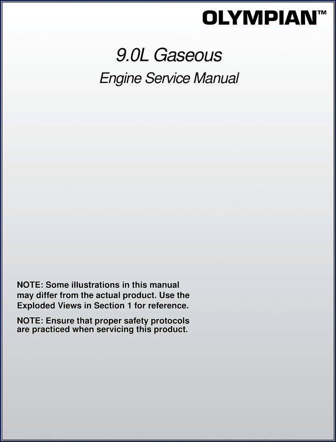 Olympian 9.0L Gaseous Engine Service Manual cover - 222 page factory repair manual