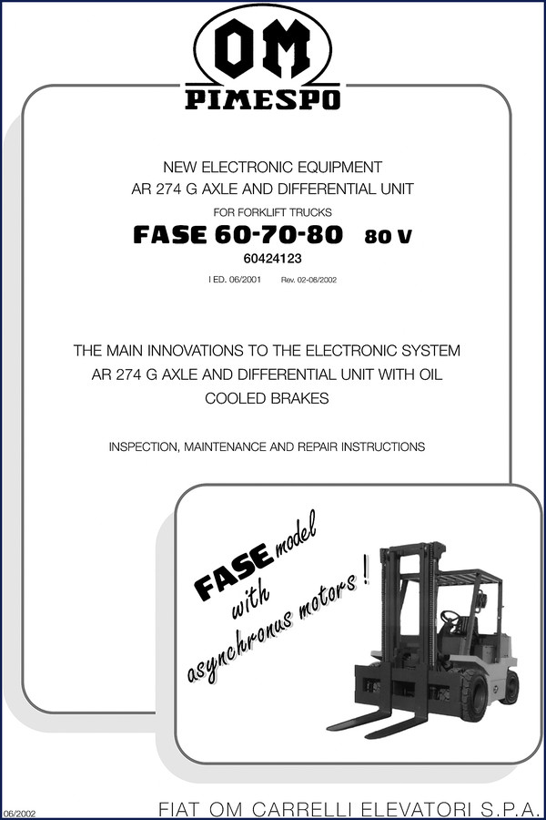 Bromma 60 70 80 2002 Technical Manual cover - OEM factory manual for FASE forklift