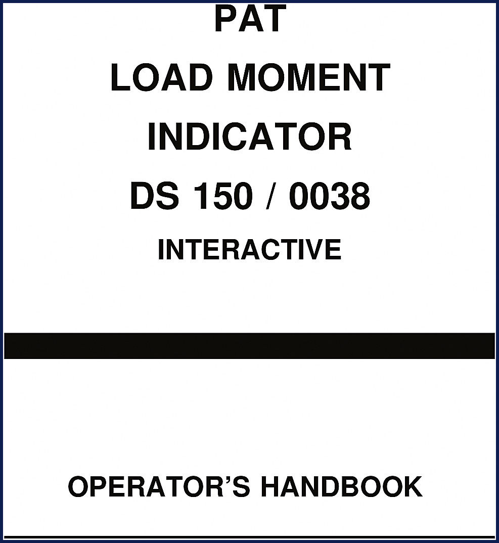 PAT DS 150 Load Moment Indicator Operators Manual cover page