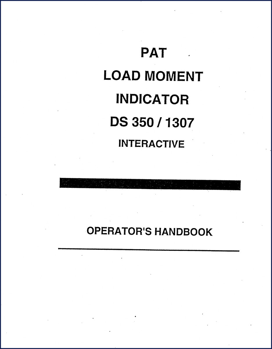 PAT DS 350 1307 Operators Manual cover - OEM LMI handbook