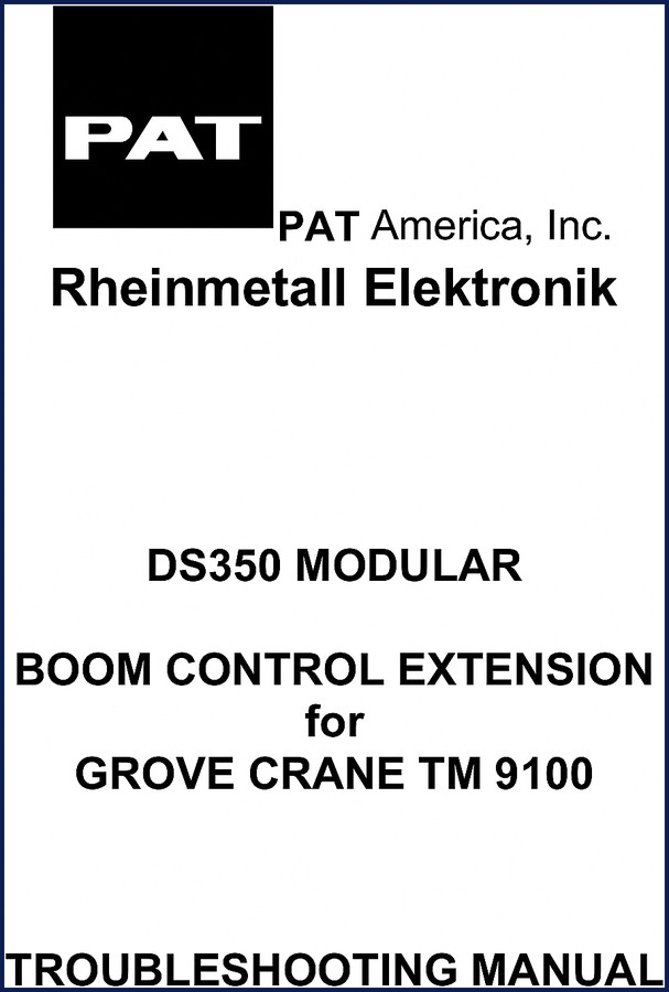 PAT DS350 1999 Troubleshooting Manual cover for Grove TM9100 crane boom control extension
