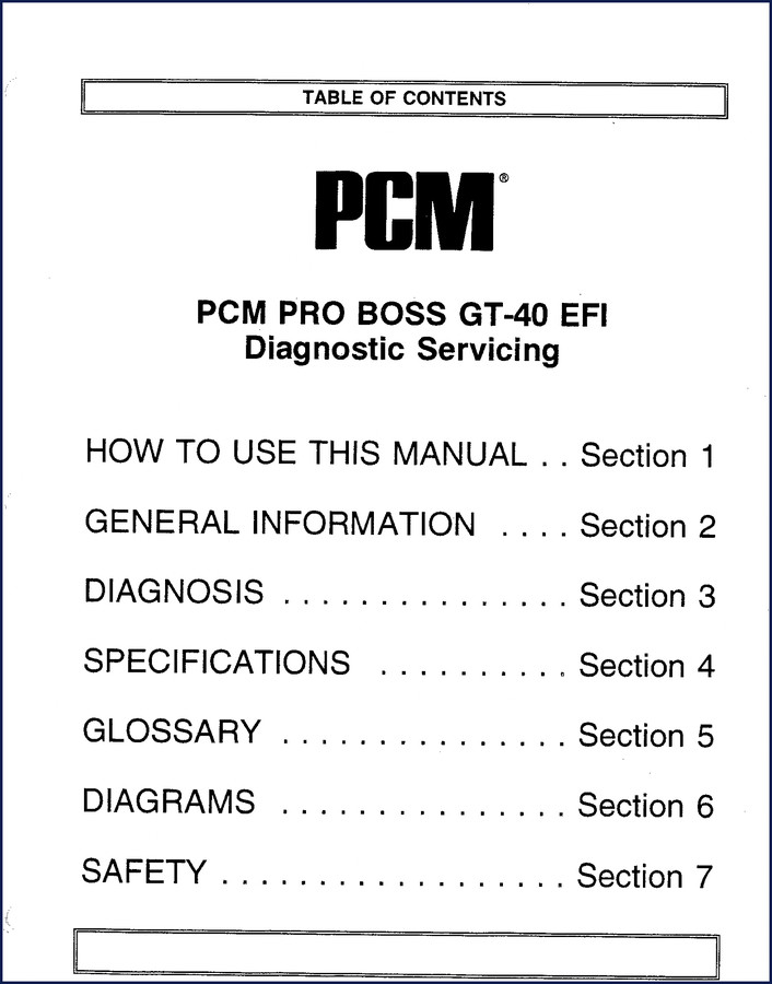 PCM PRO BOSS GT-40 Diagnostics Manual cover – 302-page factory OEM document for EEC-IV EFI marine engines