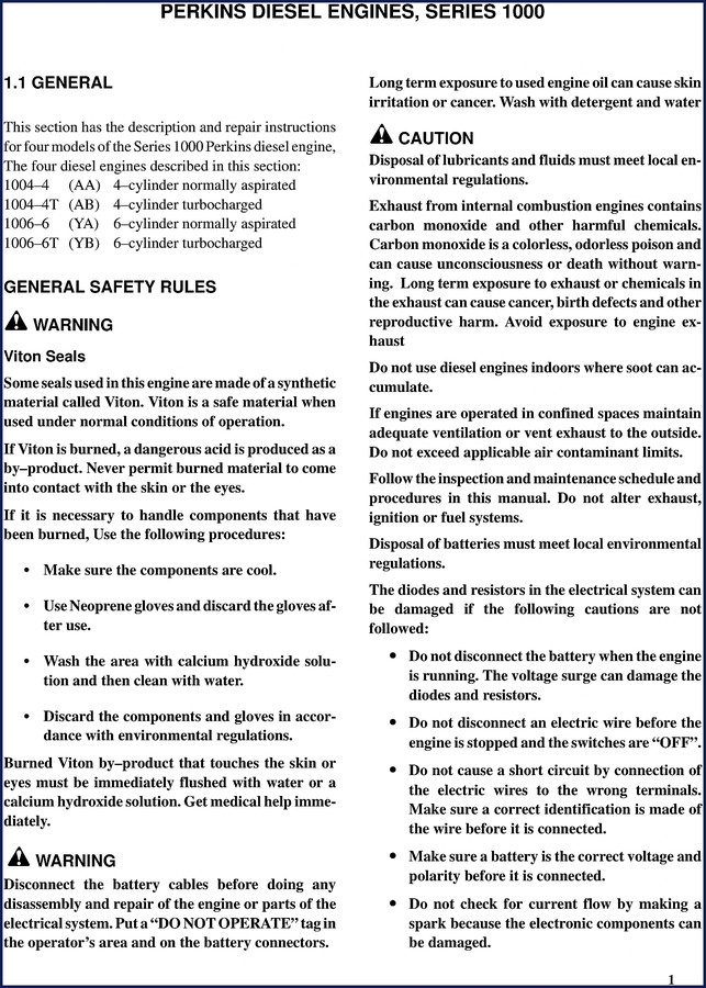 Perkins 1004-4 service manual cover - OEM factory diesel engine repair document