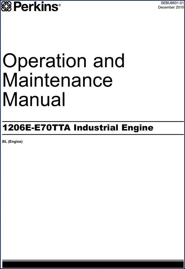 Perkins 1206E-E70TTA 2010 Operators Manual cover and engine diagram