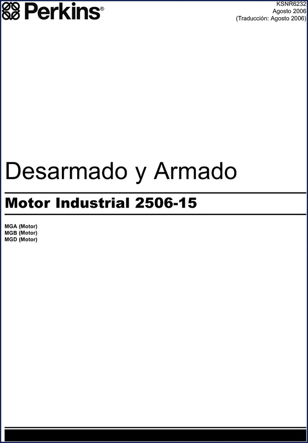 Perkins 2506-15 2006 Operators Manual cover – factory operation and maintenance document for industrial diesel engine