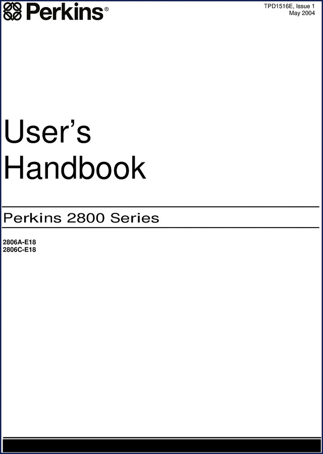 Perkins 2806A-E18 2004 User Manual cover – 62-page OEM factory handbook for 2800 Series engines
