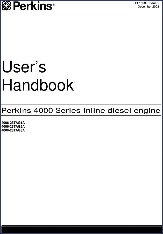 Perkins 4006-23TAG1A user manual cover, 2003, 46 pages, factory OEM handbook