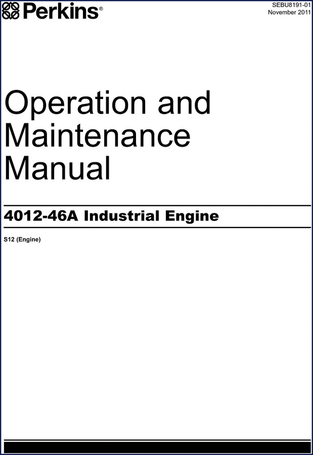 Perkins 4012-46A 2011 Operators Manual cover page showing industrial engine operation and maintenance
