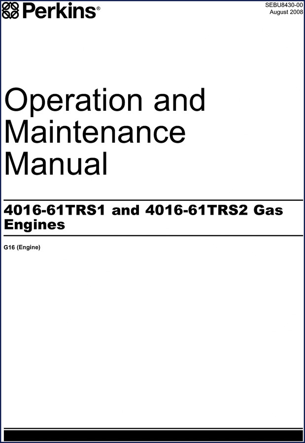 Perkins 4016-61TRS1 4016-61TRS2 2008 Operators Manual cover