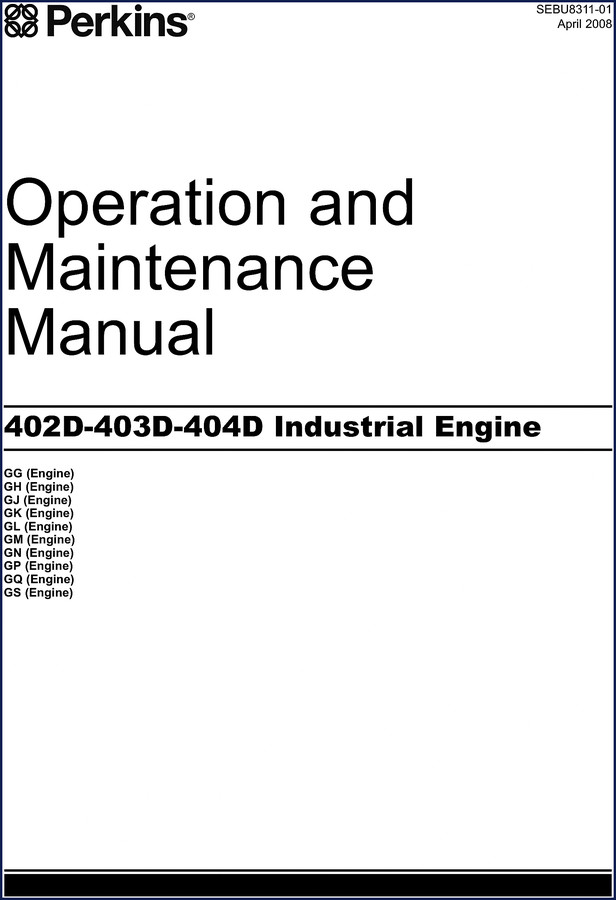 Perkins 402D 403D 404D 2008 Operators Manual cover