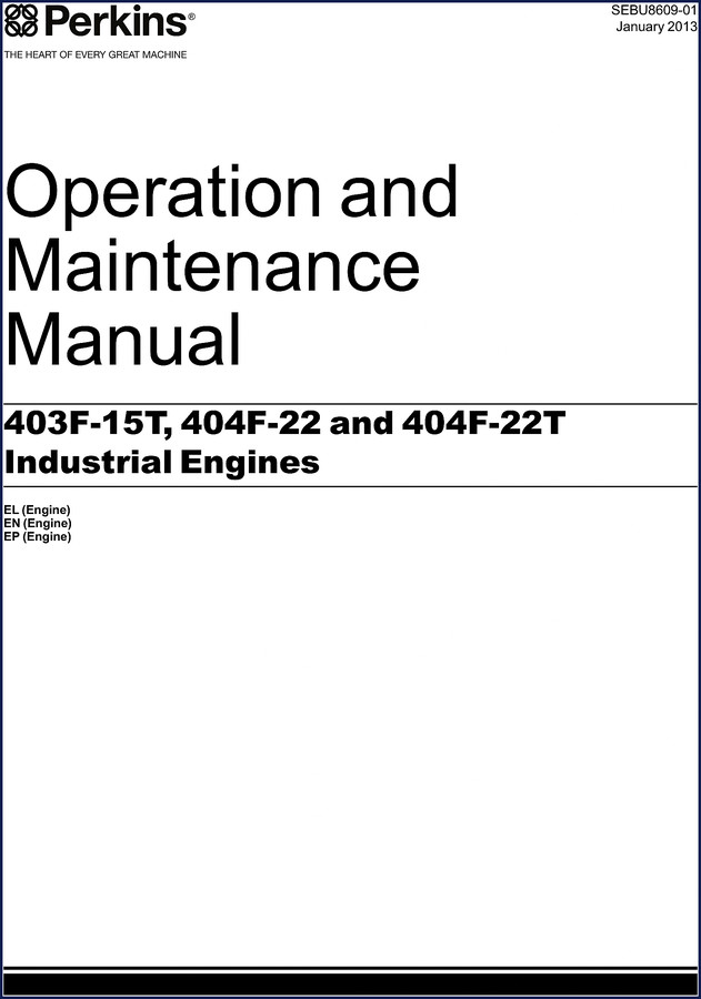 Perkins 403F-15T 404F-22 404F-22T 2013 Operators Manual cover
