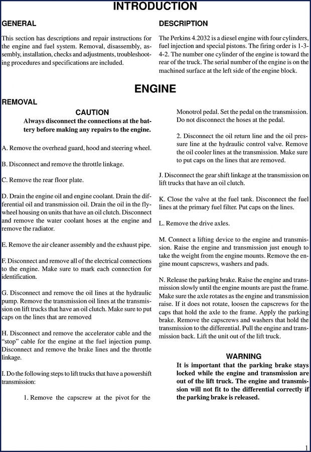 Perkins 4.203 Series 1990 User Manual cover