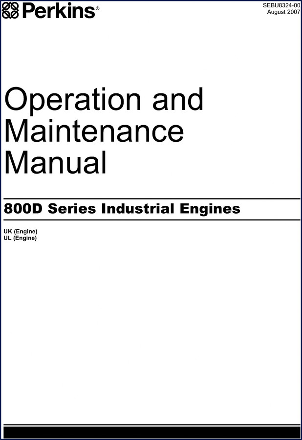 Perkins 800D 2007 Operation and Maintenance Manual cover page showing engine and manual title