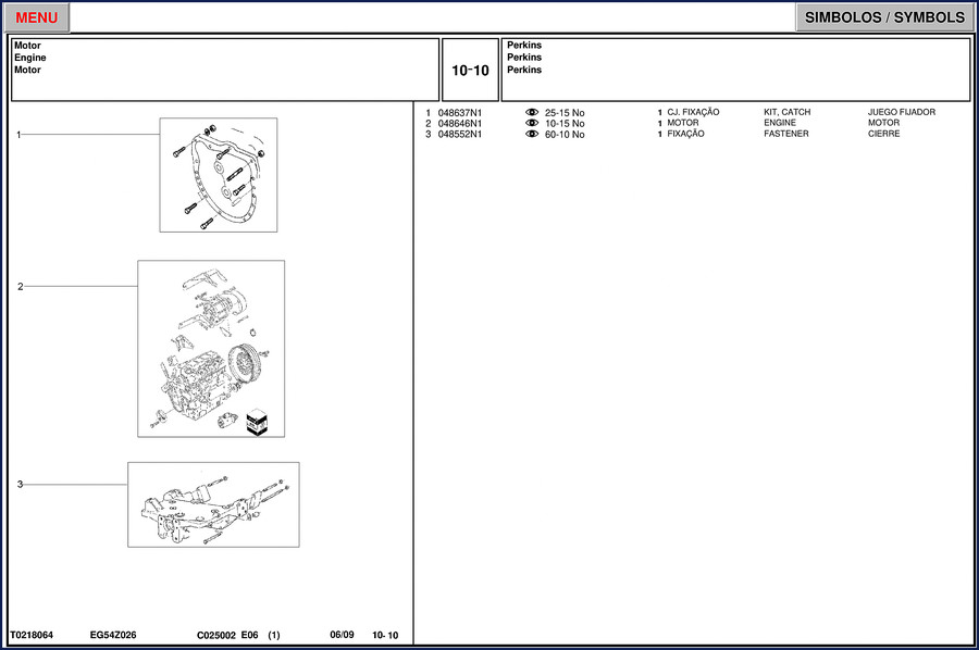Perkins D3.152 2009 Parts Catalog cover – OEM factory diagrams and part numbers for engine and drivetrain