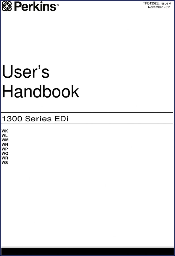 Perkins TPD1352E 1300 Series EDi User Handbook 2011 cover page