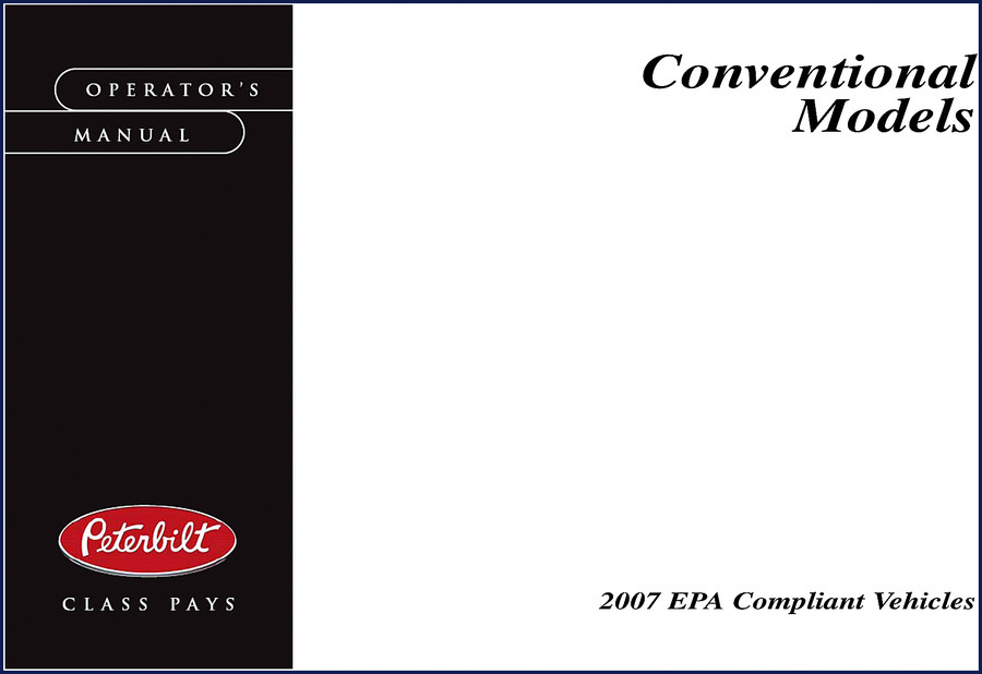 Peterbilt Conventional 2007 Operators Manual cover - factory OEM document