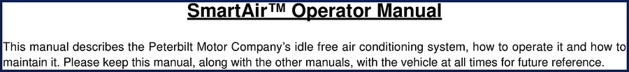 Peterbilt SmartAir 2013 Operators Manual cover page showing the SmartAir system and Peterbilt logo