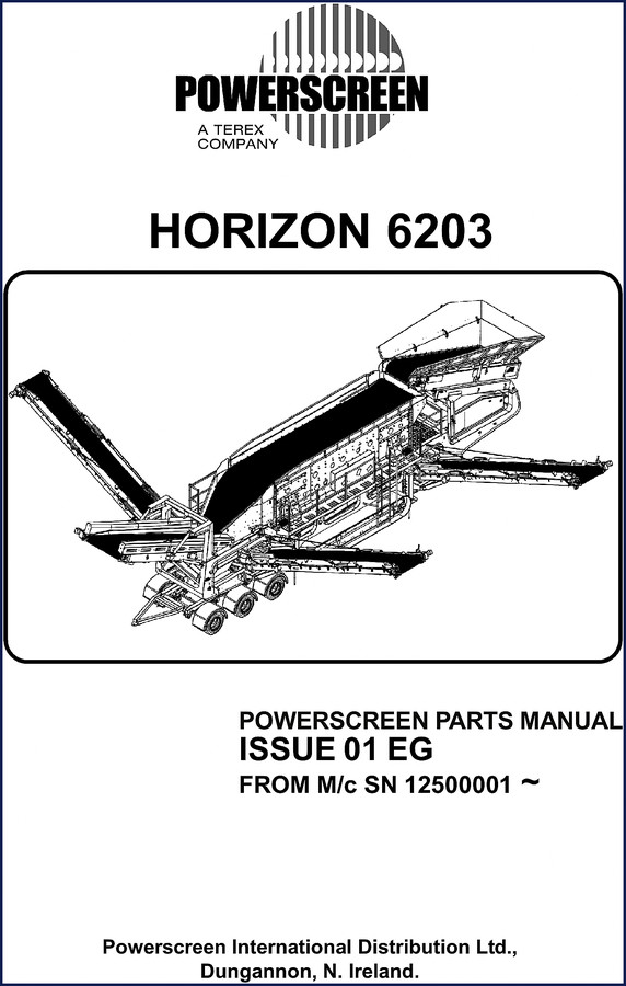 Powerscreen HORIZON 6203 Parts Catalog cover - Issue 01