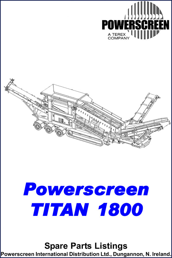 Powerscreen TITAN 1800 Parts Catalog - 160 pages factory spare parts listings