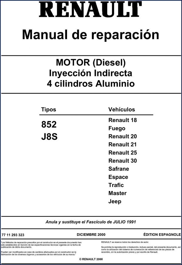Renault Trucks 18-30 2000 Workshop Manual cover - diesel engine repair manual 119 pages