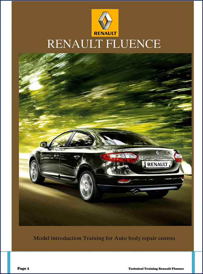 Renault Trucks Fluence Training Manual cover – 41-page factory document for auto body repair
