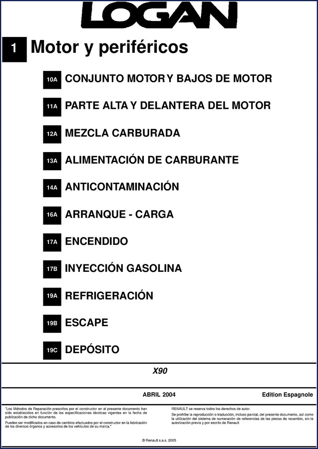 Renault Trucks X90 and L90 2005 repair manual cover – Spanish edition, 251 pages