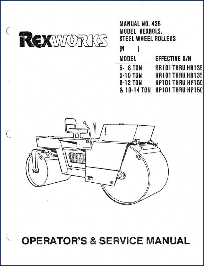 Rexworks HR101 HR135 HP101 HP150 Operators Manual 58 pages factory document