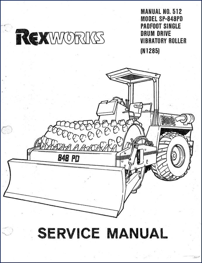 Rexworks SP-848PD Service Manual cover - 179-page factory document for padfoot vibratory roller N1285