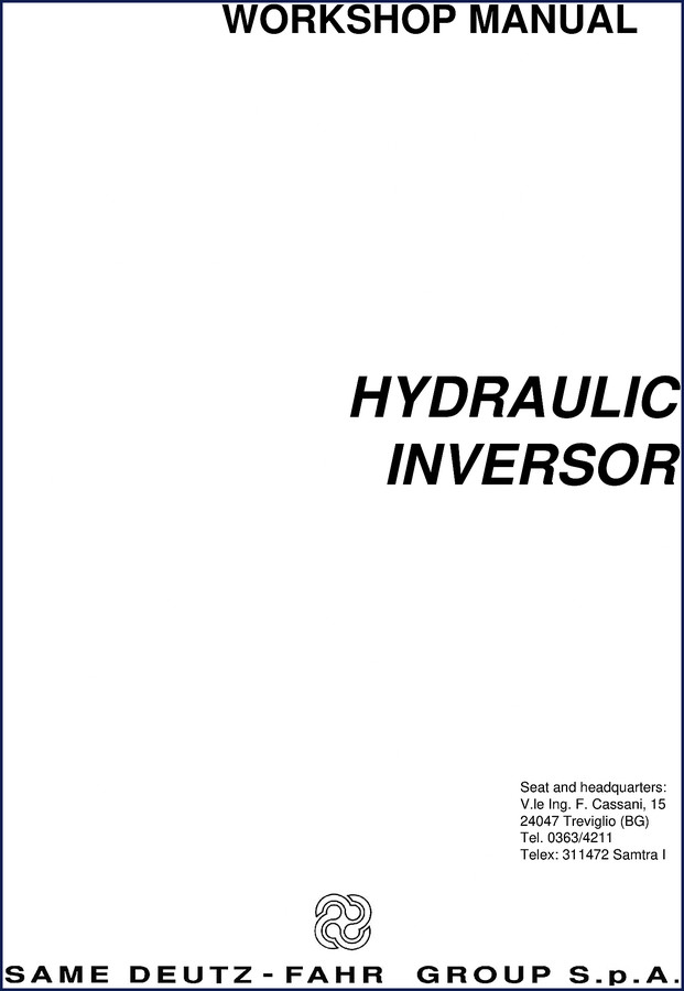 SAME Deutz-fahr 80 105 Workshop Manual hydraulic inversor cover