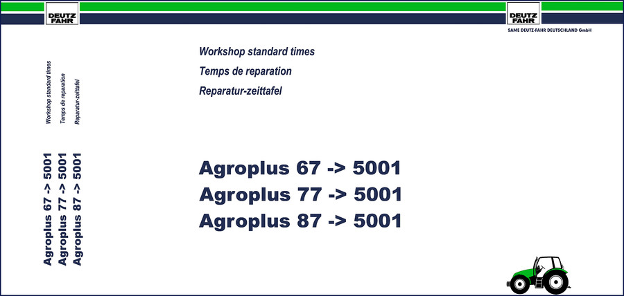 SAME Deutz-fahr Agroplus 87 workshop manual cover - factory OEM documentation