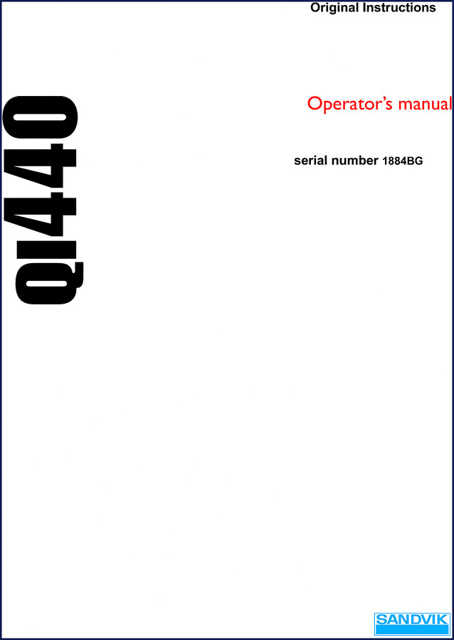 Sandvik Q1440 Operator's Manual cover page – 340 pages OEM factory document