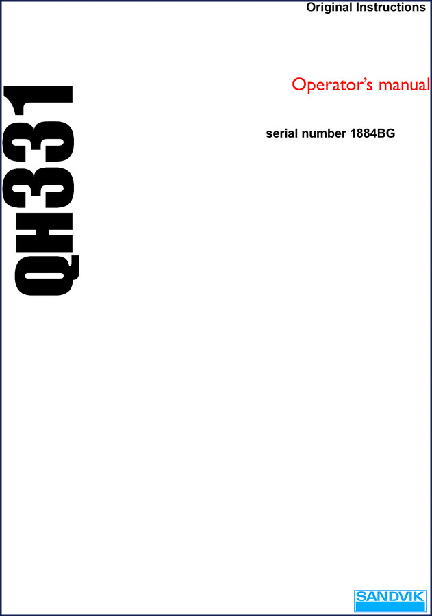 Sandvik QH331 2015 Operators Manual cover – OEM factory document